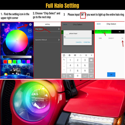 Unique RGB 9 inch Diamond  Headlight for Jeep JL JT  | Pair