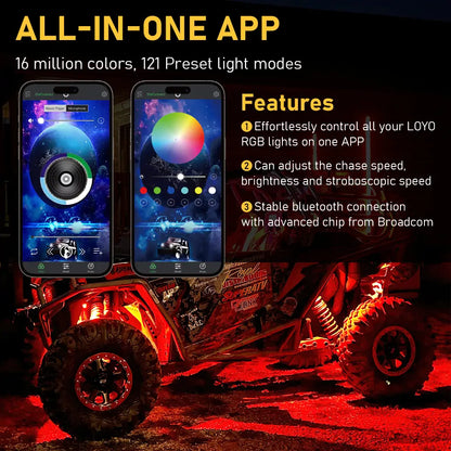 72w RGBW Rock Lights with White Lights