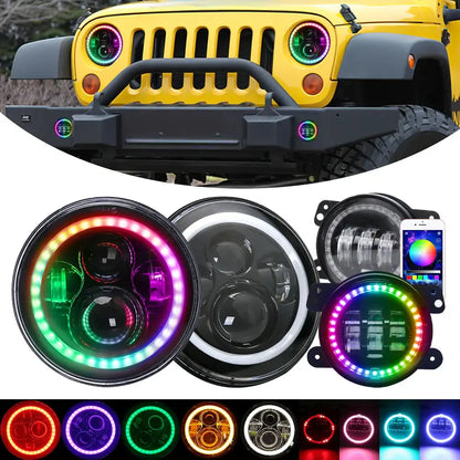 7 inch RGB Halo headlights and fog lights | LOYO