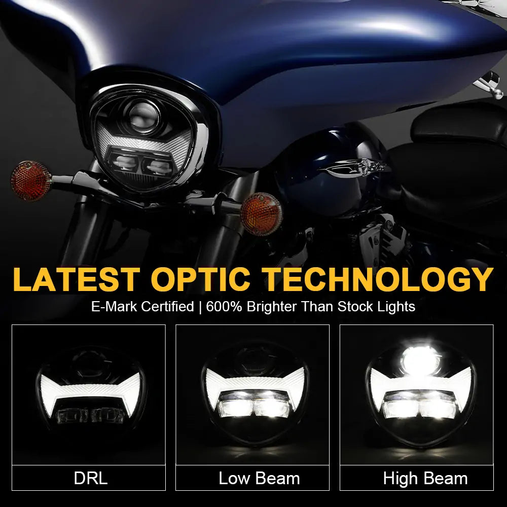 LED Headlight Assembly for Yamaha V STAR 1300 XVS 1300CT, E-mark Appro –  loyolight