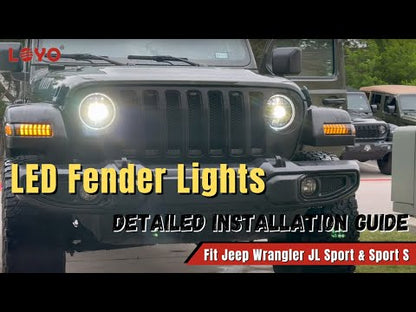 LOYO LED Fender Lights W/ Side Marker Lights for Jeep Wrangler JL Sport Sport S