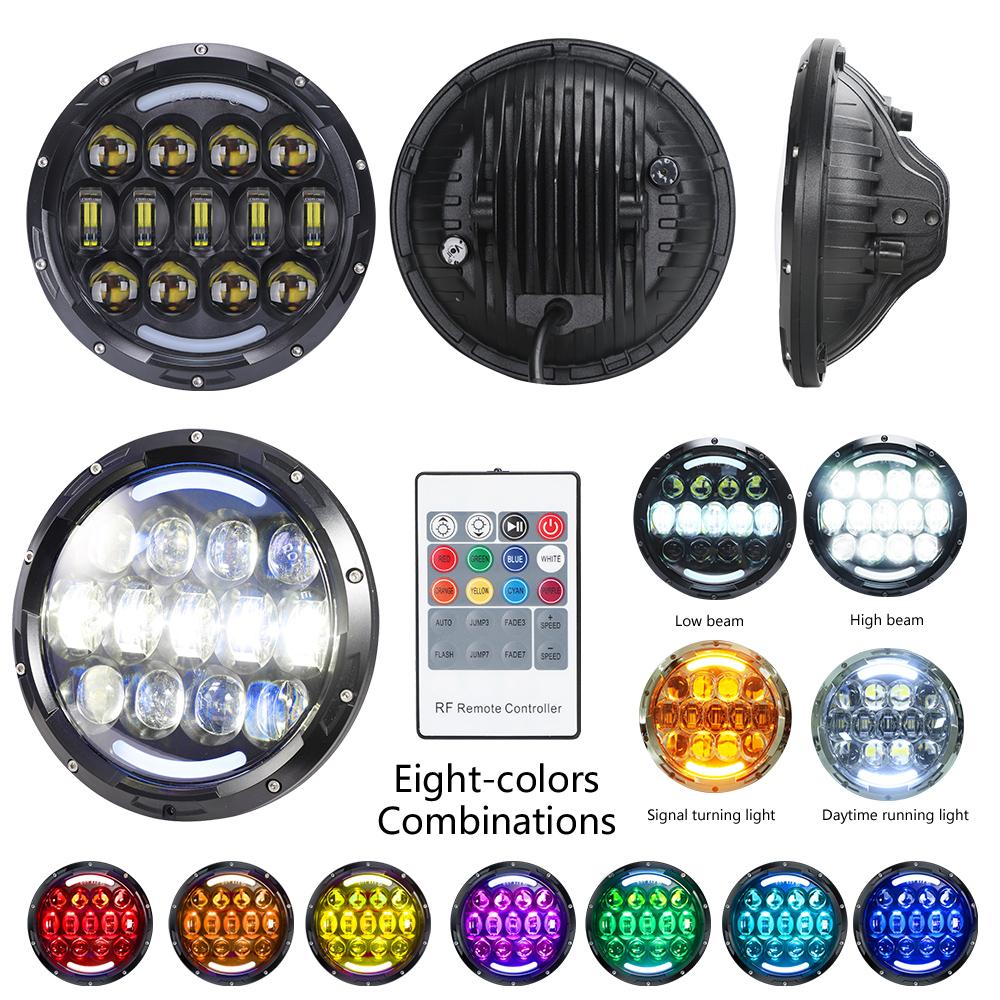 7''  RGB High Low Beam Headlight 105W with Angel Eye | Pair freeshipping - loyolight