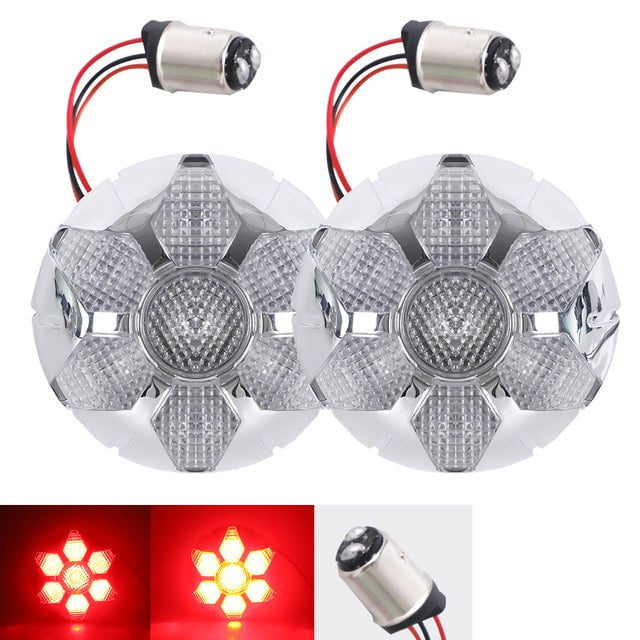 CICMOD 2 1157 Front LED Turn Signals 1156 Rear Red Running Brake Lights  Bullet Style Smoke Lens Cover for Harley