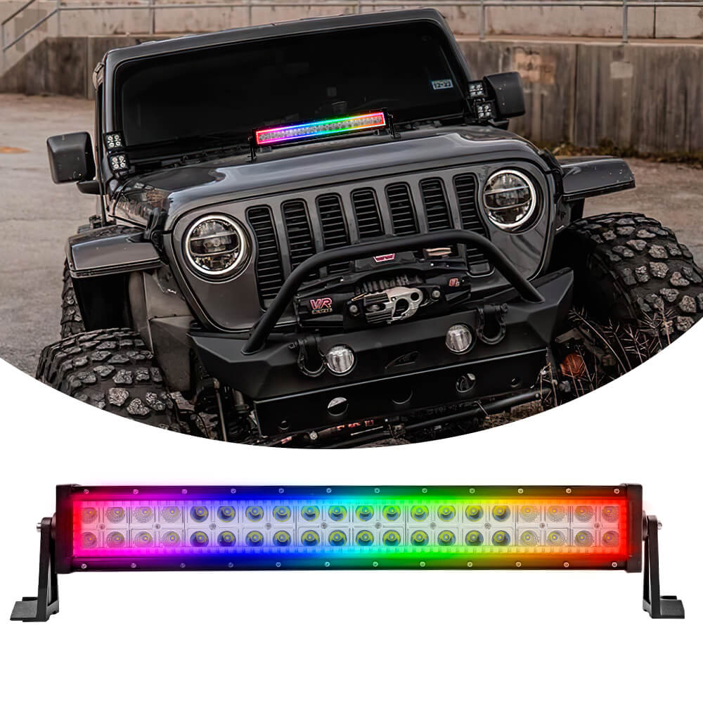 Chasing RGB Halo LED Light Bar, with Chasing Flashing Modes, Spot Flood  Combo Beam on Truck ATV UTV Jeep Off-Roading