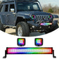Flood Spot Combo Led Light Bar and 2PCs LED Square Cube Pods Work Lights Kit with Chasing RGB Halo Ring DRL(11)