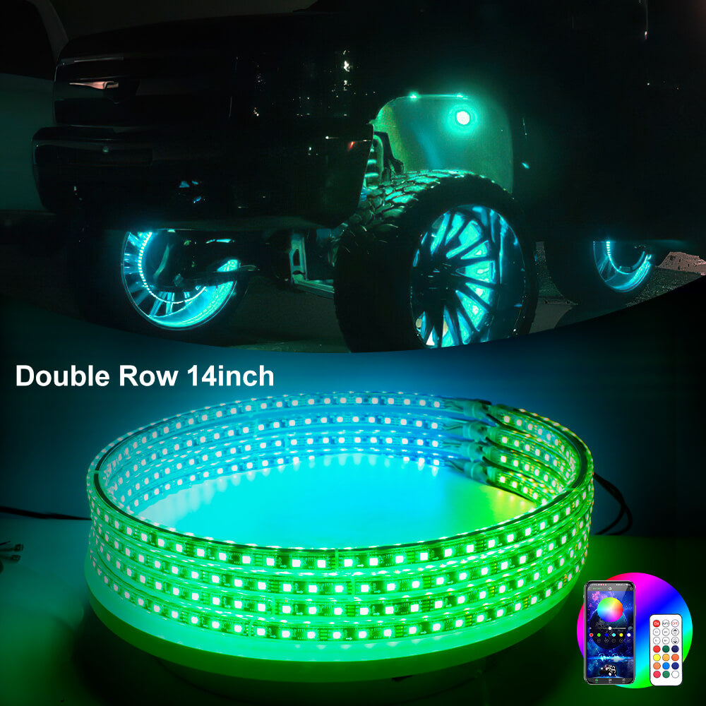 14 inch Double Row RGB LED Chasing Wheel Lights | LOYO LED | APP & Remote Control