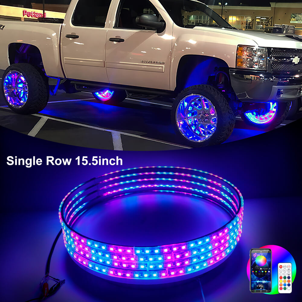 15 .5 inch single row RGB LED Chasing Wheel Lights | LOYO LED | APP & Remote Control
