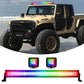 Flood Spot Combo Led Light Bar and 2PCs LED Square Cube Pods Work Lights Kit with Chasing RGB Halo Ring DRL(12)