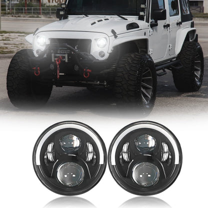7 Inch DRL Angel Eye Jeep Headlight