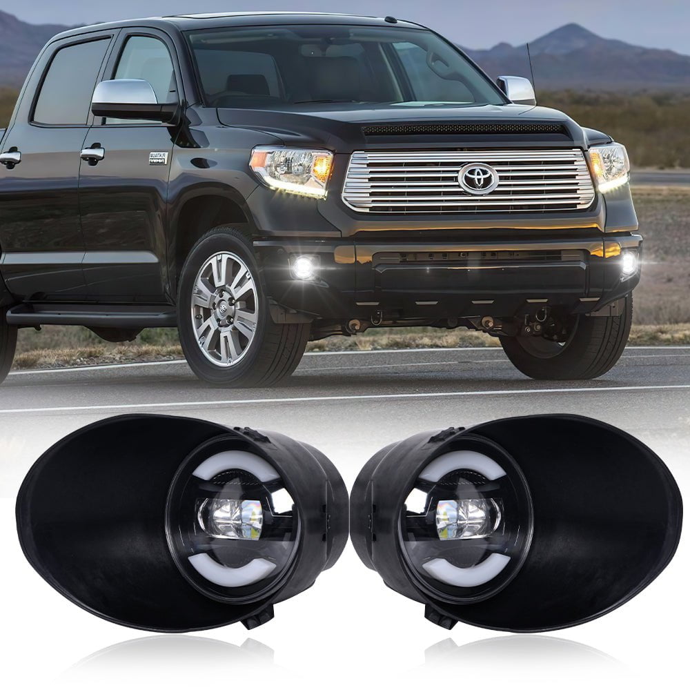 LED Fog Light Assembly with White DRL/ Yellow Turn Signals Compatible with Toyota Tundra 2007-2013(1)