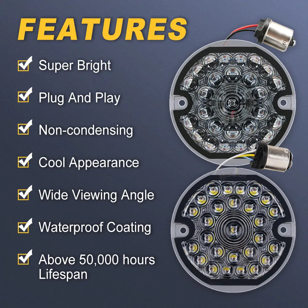 3-1/4 Inch LED Turn Signals Blinkers Kit for Harley