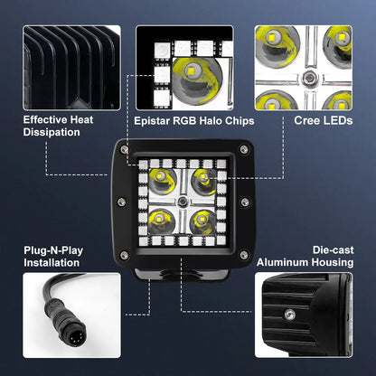 RGB Chasing Square cube work lights