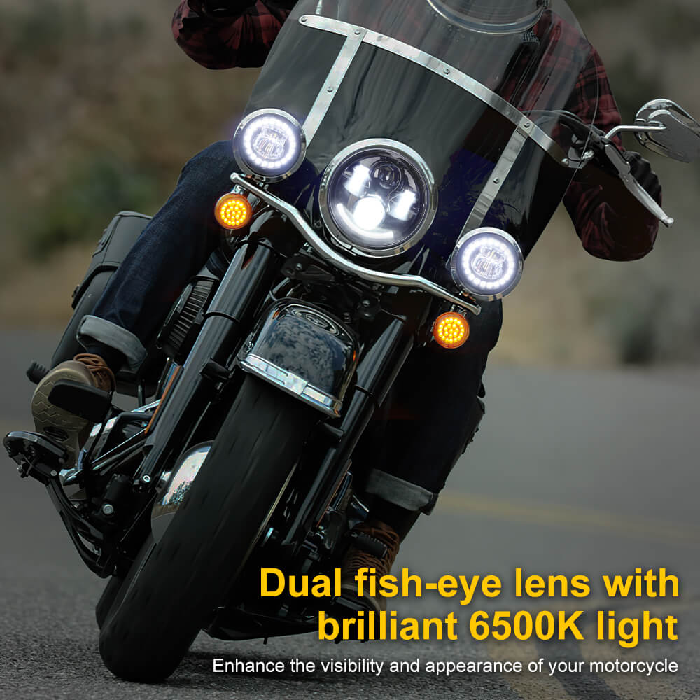 4.5 inch Harley Motorcycle led fog light clock design | Pair - loyolight