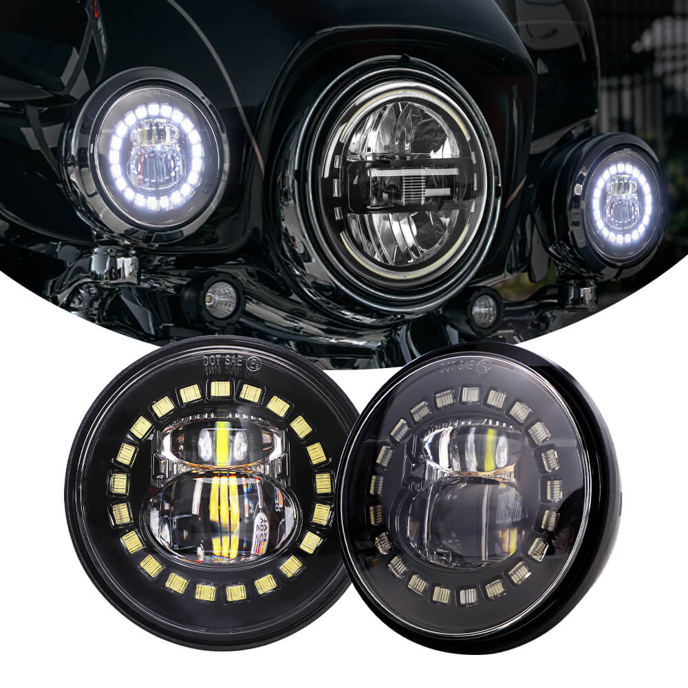 4.5 inch Harley Motorcycle led fog light clock design | Pair - loyolight