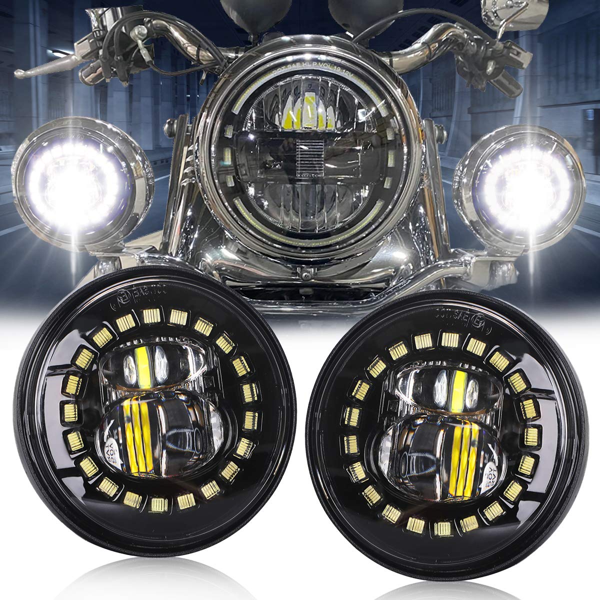 4.5 inch Harley Motorcycle led fog light clock design | Pair - loyolight