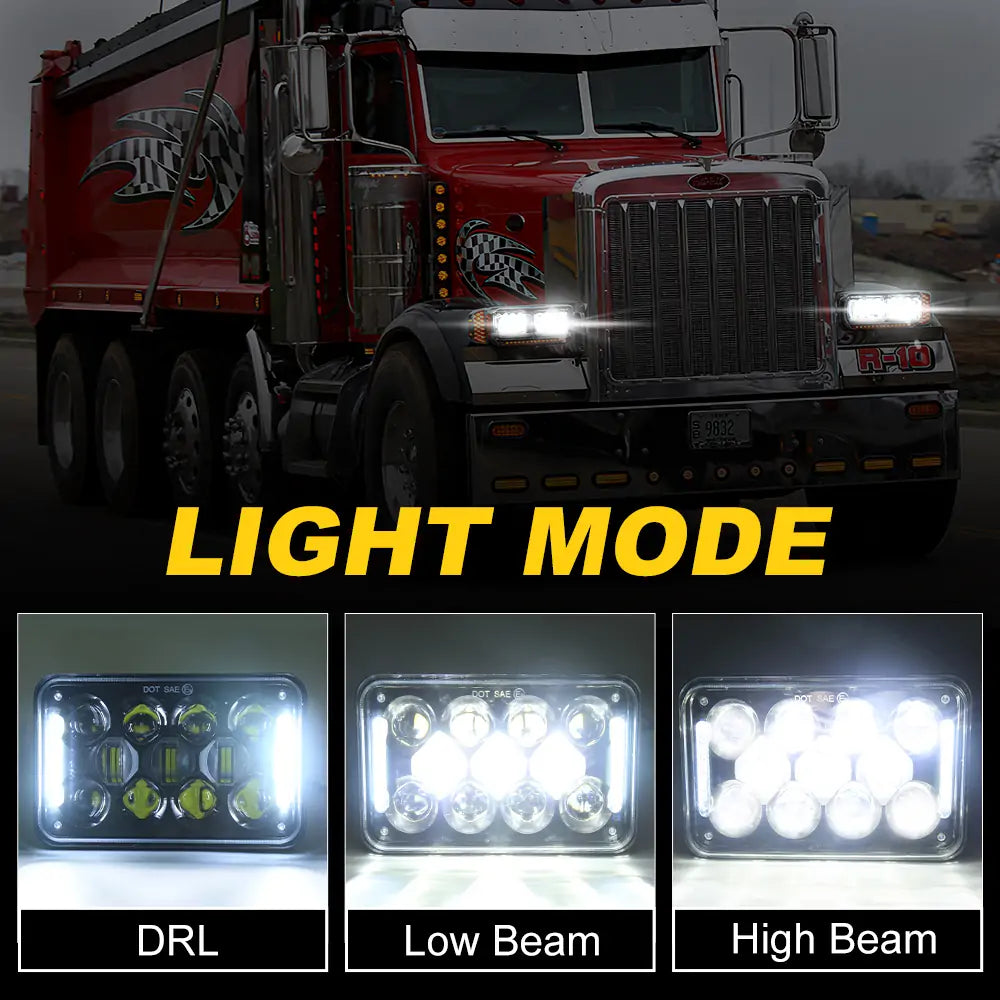 LED headlights 4×6 inch with DRL
