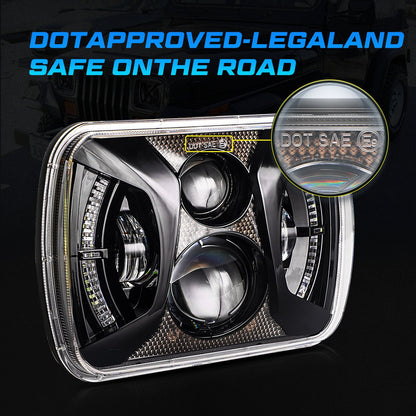 75W 5X7 High Low Beam with DRL LED Square Headlight | Pair freeshipping - loyolight