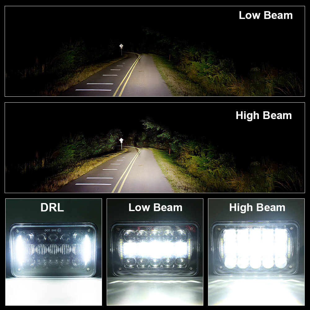 48W 4x6 inch LED Headlights with DRL Rectangular  headlight 2