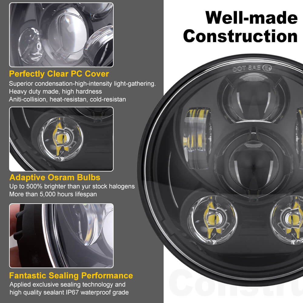 5.75 inch round LED headlight Compatible with Harley Davidson