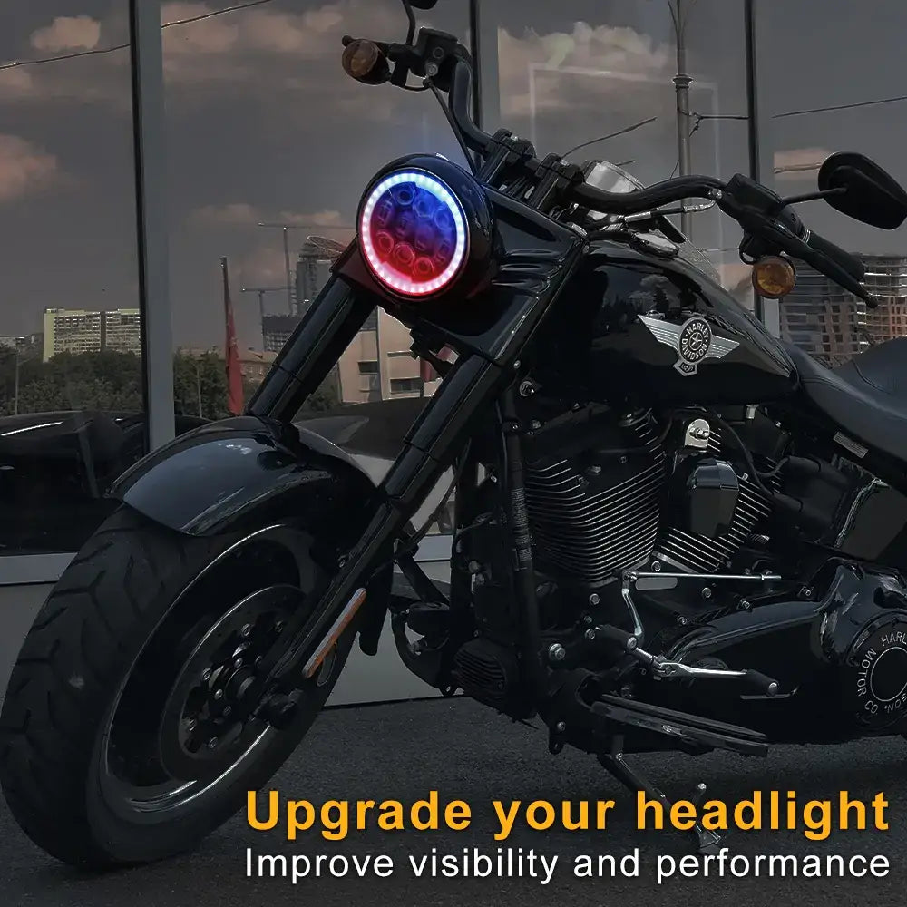5.75 Inch RGB Halo Ring Headlight for Harley Motorcycle