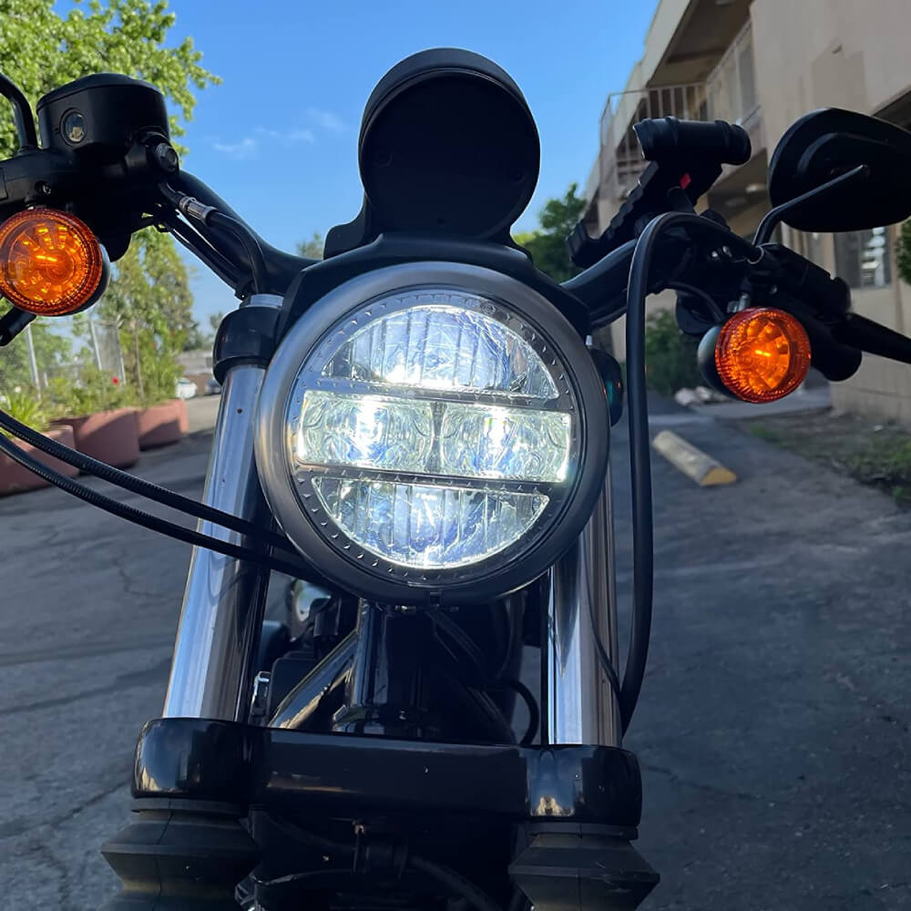RIDROID 5.75" LED Projector Headlight With DRL For Harley Davidson Sportster – Hi/Lo Beam