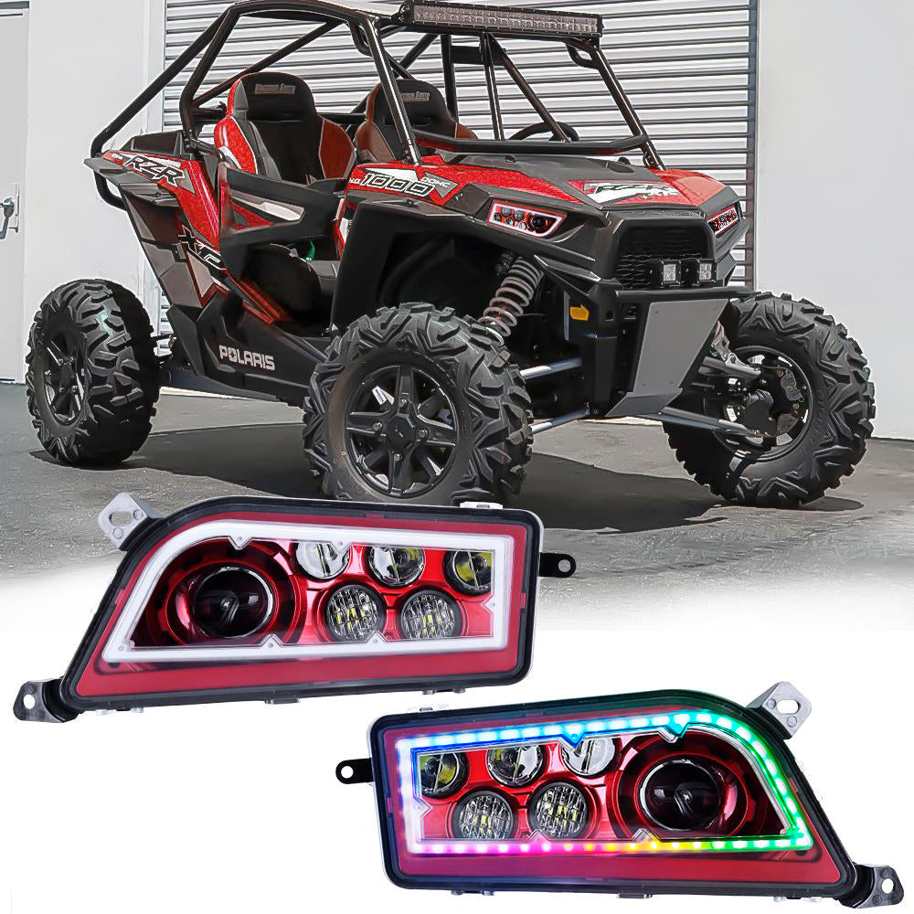 Red ATV RZR1000 RGB Halo LED Headlight | Pair freeshipping - loyolight