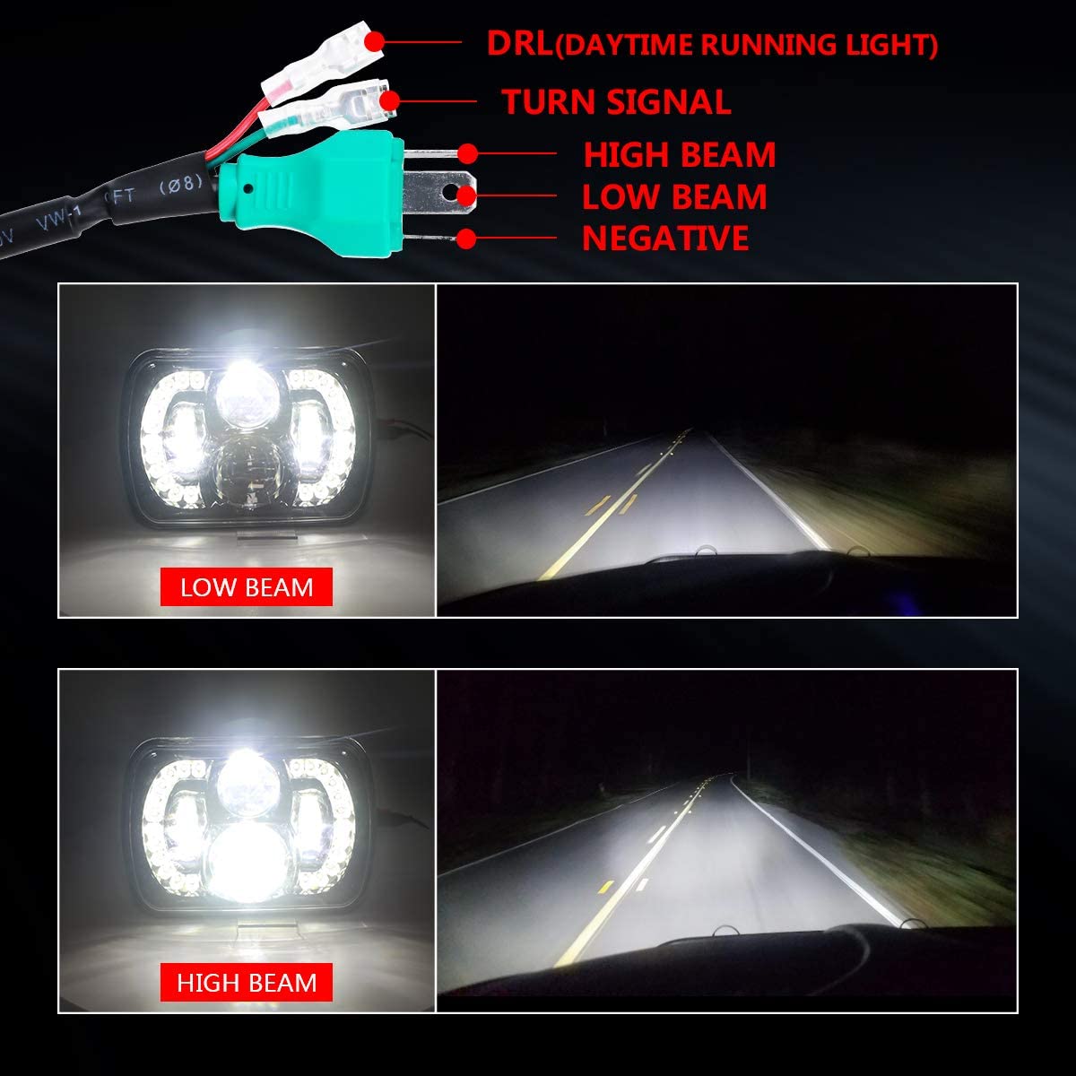 5x7 Led Headlights High/low Beam with Turn Signal | Pair - loyolight