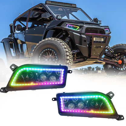 peg perego polaris rzr 900 lights Polaris RZR 1000 XP 900 LED RGB Halo Projection Headlights – loyolight