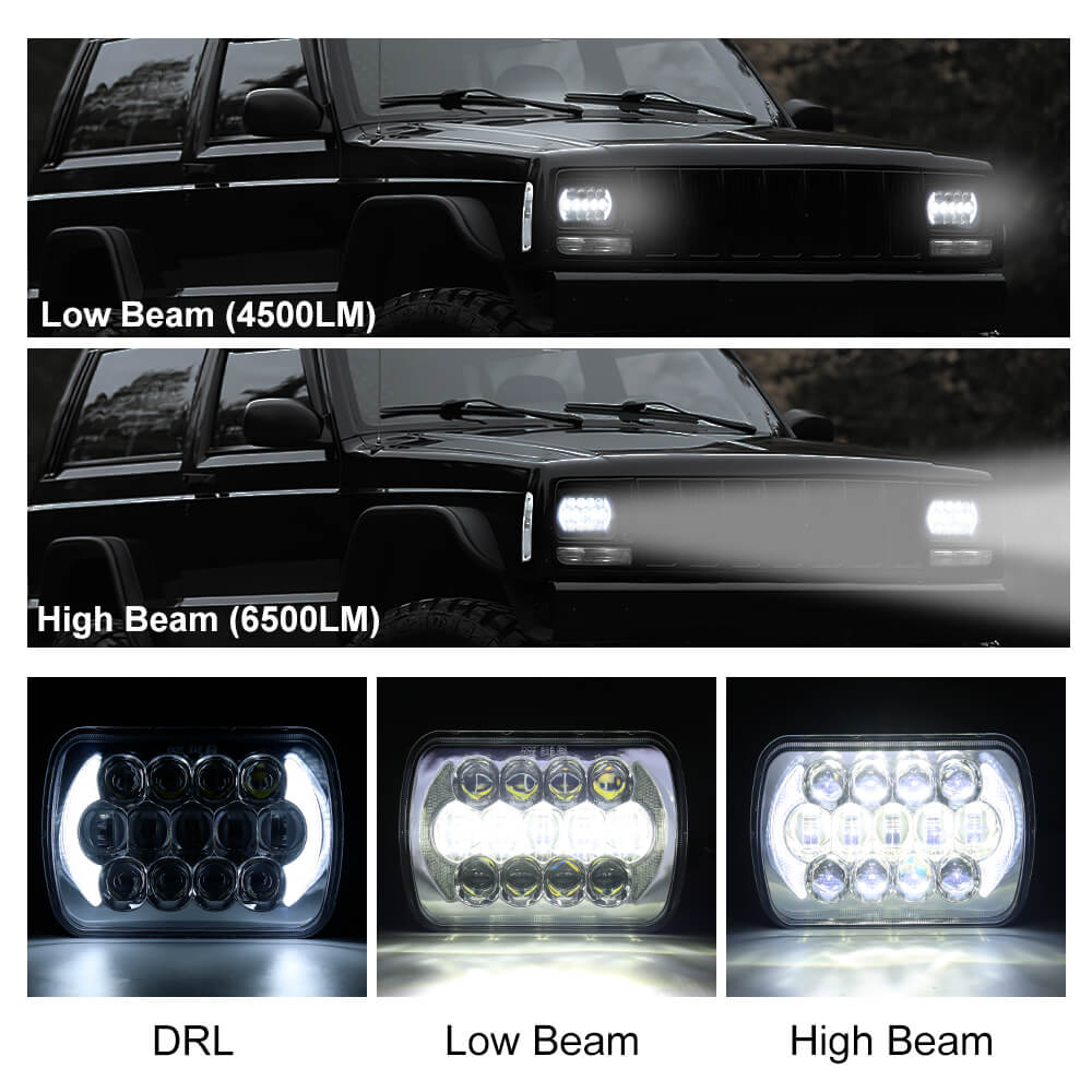5 × 7 inch led headlights for xj yj