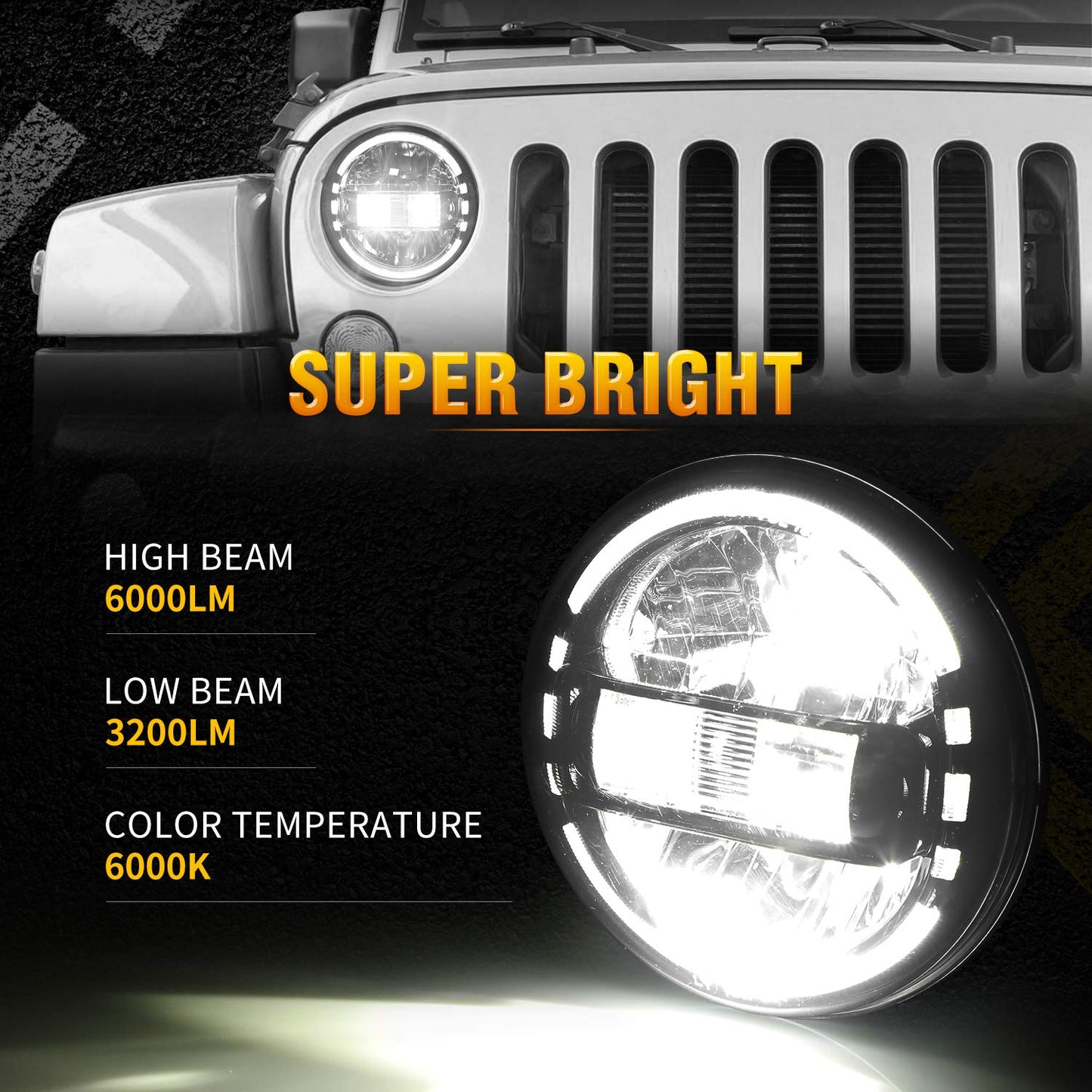 7 Inch King Kong Headlight For 07-17 Wrangler | Pair - loyolight