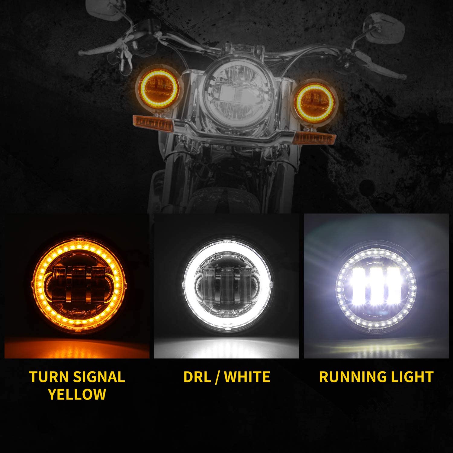 7inch LED King Kong Headlight with DRL + 4.5inch Matching LED Fog Lamps for  Harley Motorcycles