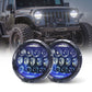7 inch blue mirror high low beam lens jeep headlight