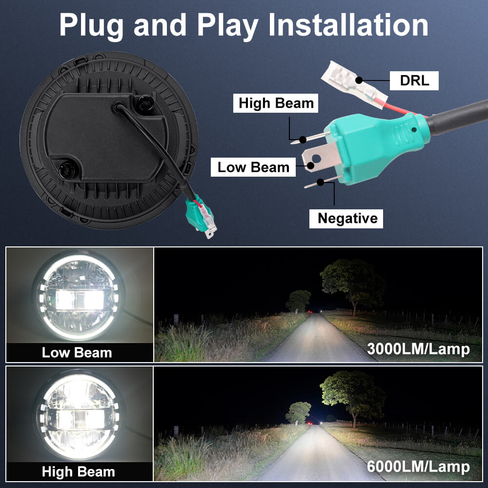 7 inch headlights for jeep wrangler JK, Plug and Play  | LOYO