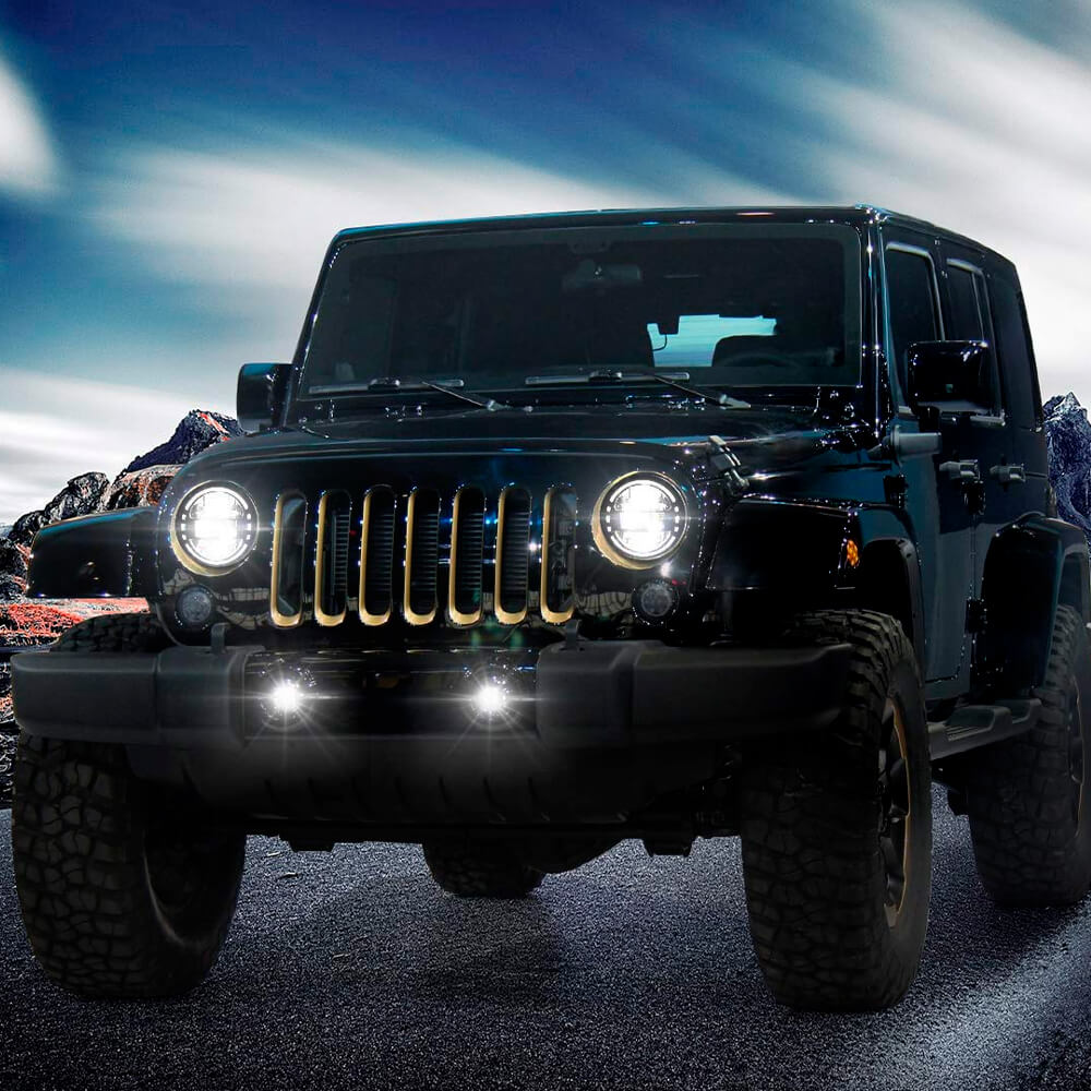 7 inch headlights and 4 inch fog lights for jeep wrangler JK | LOYO