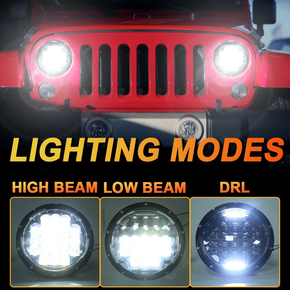 7 inch Jeep headlights for JK, 75w Phillip LEDs