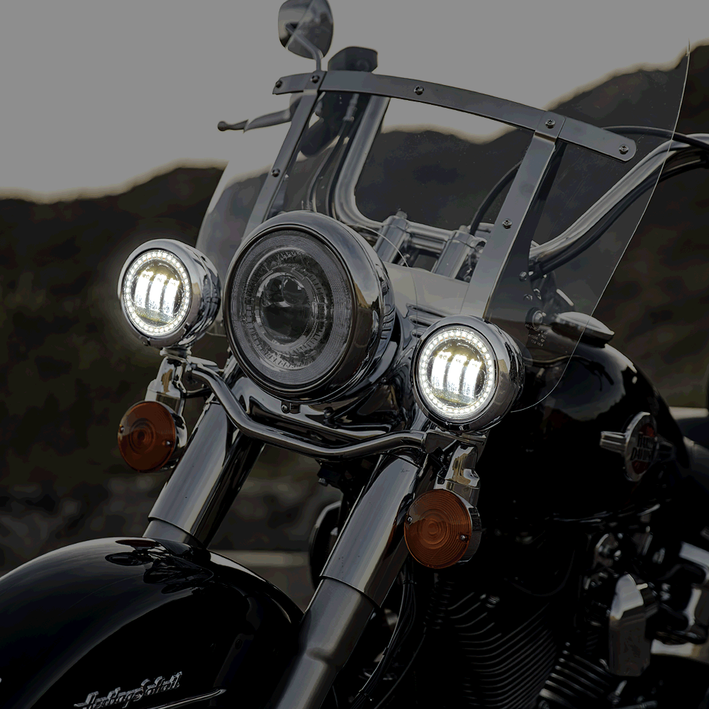 7 Inch LED Headlight With Fog Passing Lights – For Harley Davidson Heritage Softail Classic – Chrome Housing – DOT