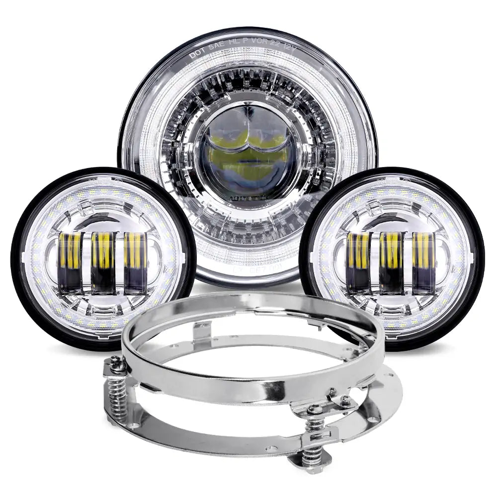 7 inch headlight and 4.5 inch passing light combo kit for harley davidson