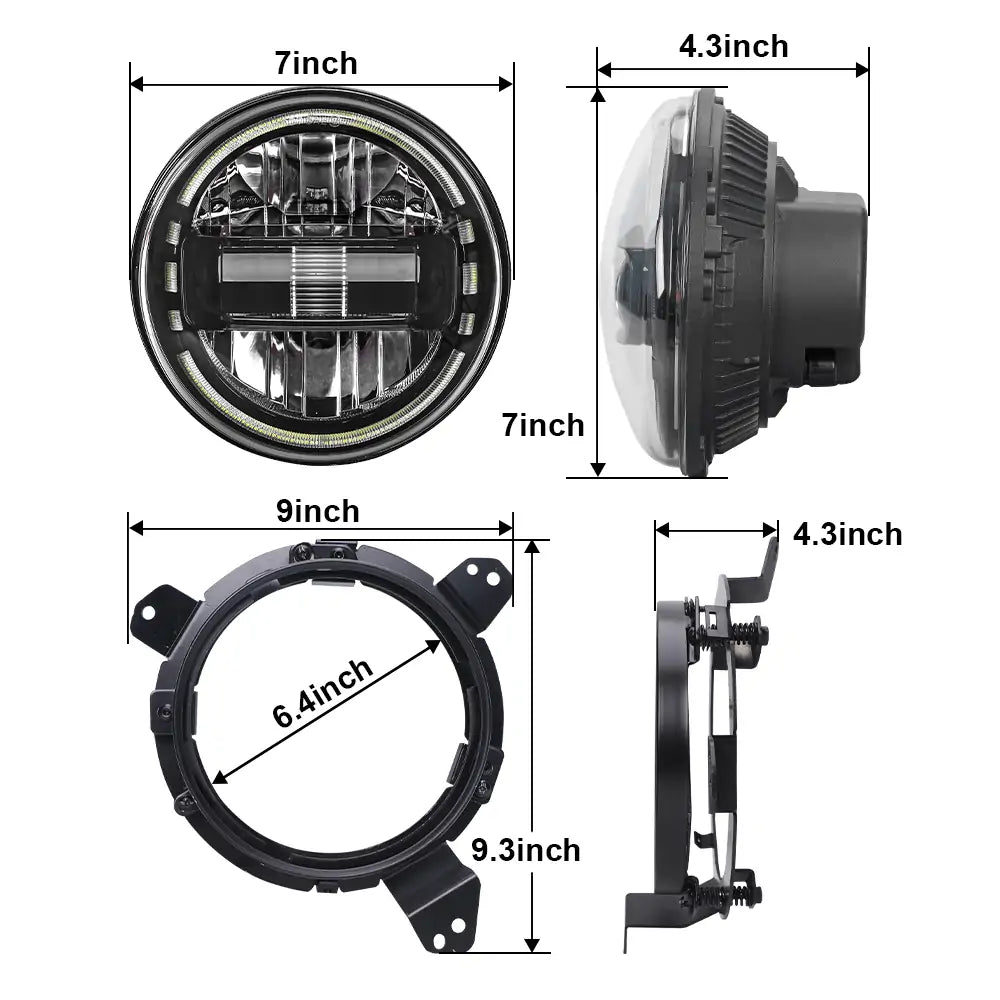 LOYO 7 inch King Kong Headlights and 9 inch bracket