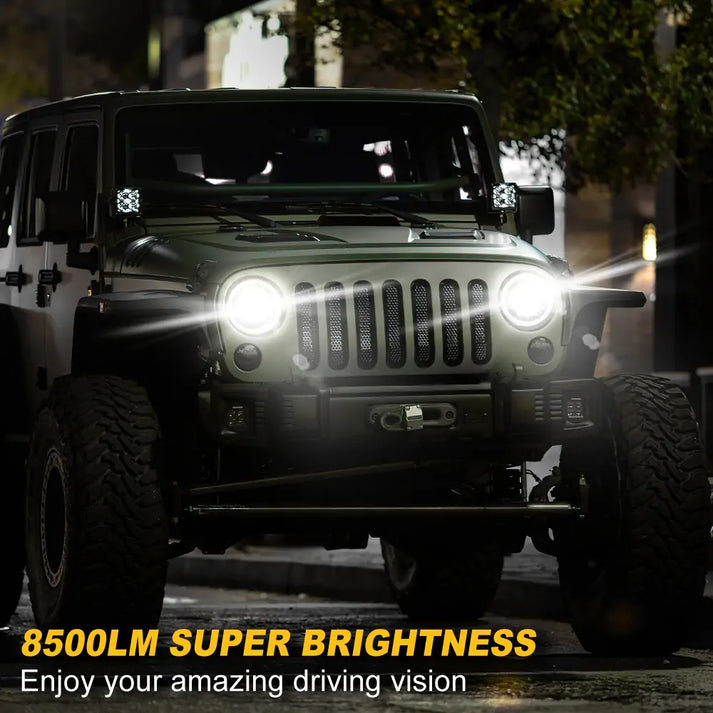7 Inch Projection LED Headlights+4 Inch Projection LED Fog Lights for Jeep JK