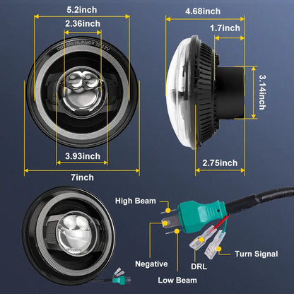 LOYO 7” LED Headlights for Jeep jk jk jt tj