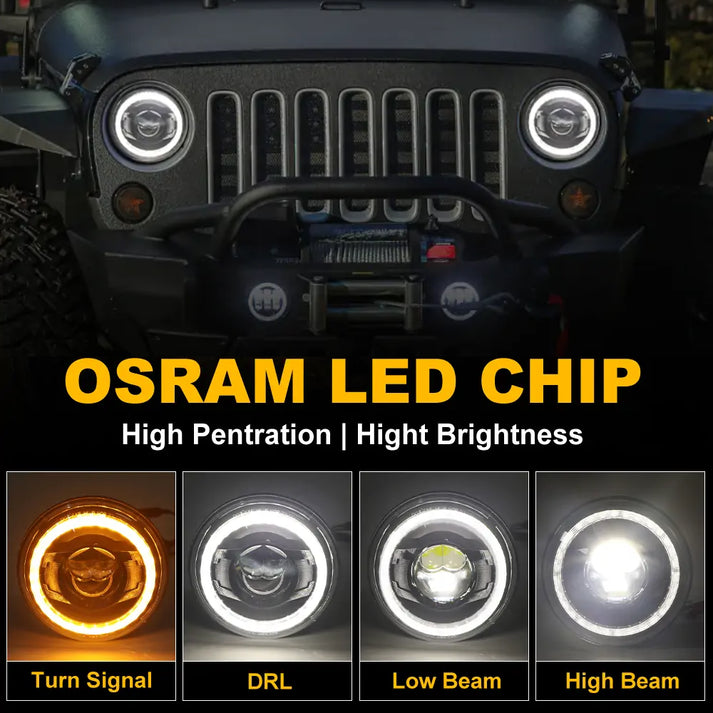 7 inch round LED Headlights for jeep jk | LOYO