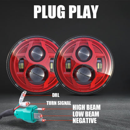 LOYO 7 inch LED Round Headlight With Halo Ring For Jeep JK JL JT   | Pair