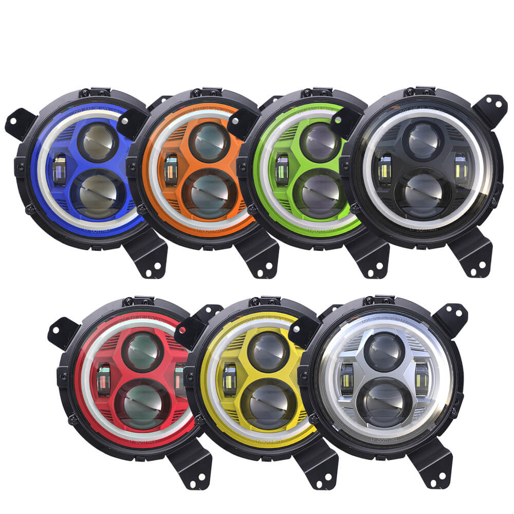LOYO 7 inch LED Round Headlight With Halo Ring For Jeep JK JL JT   | Pair