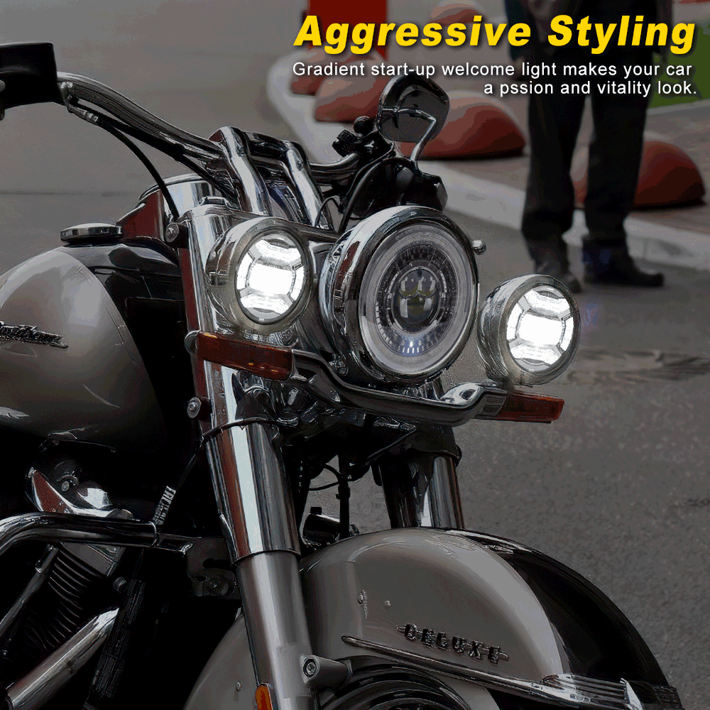LED headlights and passing lights for harley motorcycle