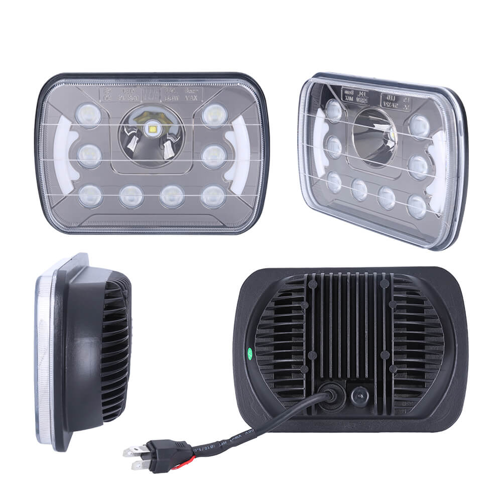 7x6" 45W Offroad Halo Headlamp Projector With DRL for Jeep XJ | Pair(60