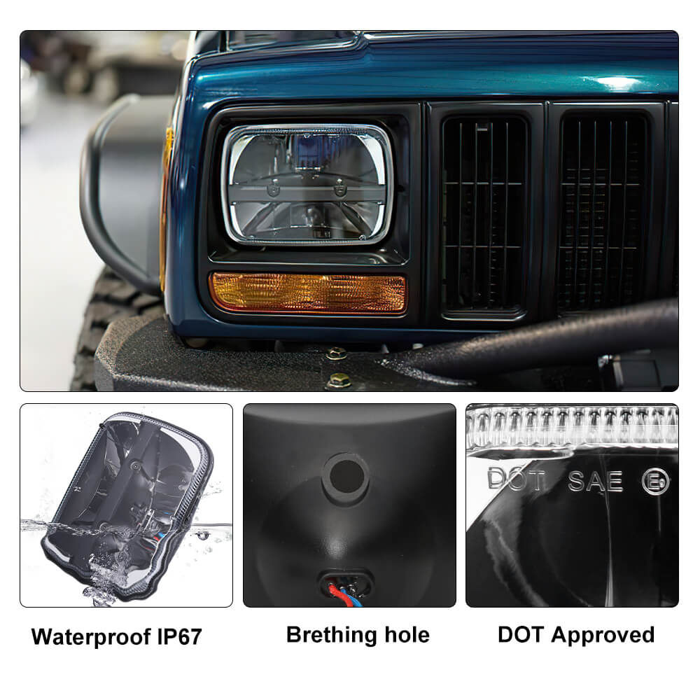 Offroad parts 5x7 inch 40W Sealed High Low Beam LED Headlight with Amber Turn Signal, White DRL | Pair