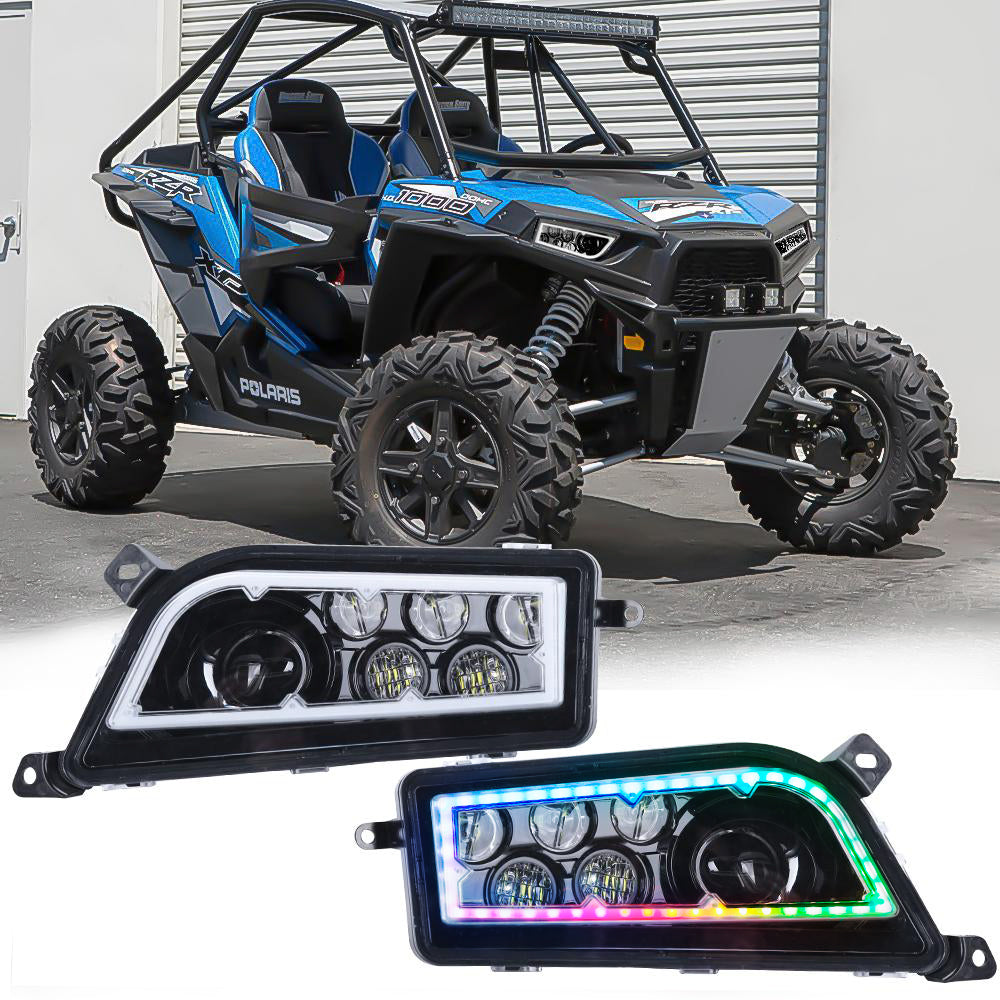 Black ATV RZR1000 RGB Halo LED Headlight | Pair freeshipping - loyolight