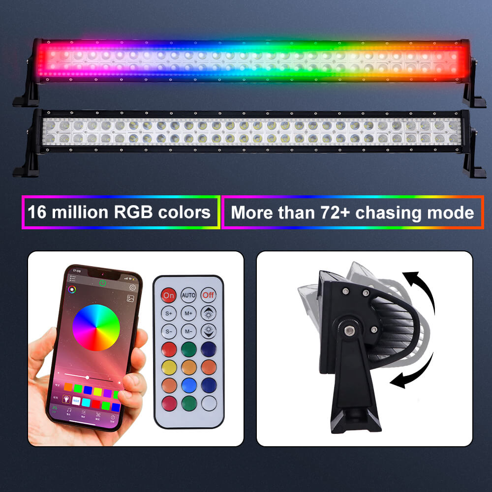 Chasing RGB Halo LED Light Bar, with Strobe Flashing Modes Spot