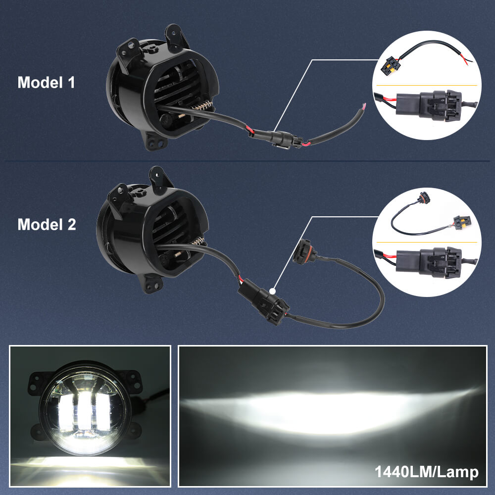 LOYO 7" Black LED Headlights + 4" CREE LED Fog Lights for Jeep Wrangler 1997-2018 JK(4)