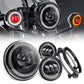 7" LED Headlight 4.5" Auxiliary Fog lights Combo for Motorcycle